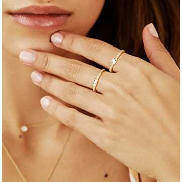 TIGRADE 1.5mm Eternity Ring Baguette Cubic Zirconia Anniversary Ring CZ Pave Wedding Band for Women Size 3-12