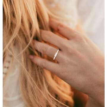 TIGRADE 1.5mm Eternity Ring Baguette Cubic Zirconia Anniversary Ring CZ Pave Wedding Band for Women Size 3-12