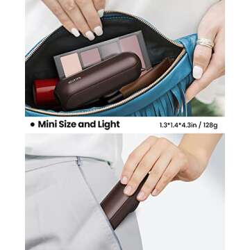 Gaiatop Portable Handheld Fan, Mini Rechargeable Folding Fans with Power Bank USB Battery Operated, Small Pocket Design for Eyelash Girls Women Travel Outdoor Brown