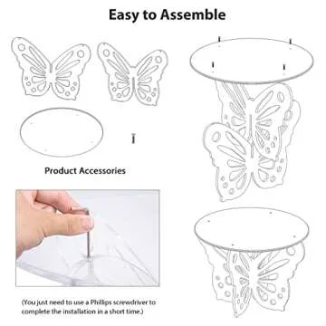HMYHUM Acrylic Small Coffee Table, 23.5" D x 23.5" W x 14.2" H, Round Modern Living Room Table, Butterfly Shaped Base, Easy Assembly, Clear