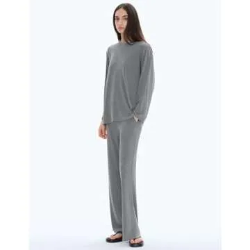 C202 Lounge Sets for Women 2 Piece Fall Airport Travel Outfits 2024 Crewneck Sweatsuits Matching Sets, Lava Large