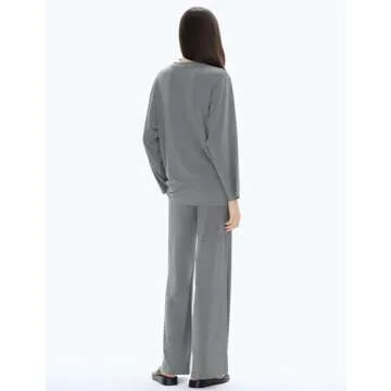 C202 Lounge Sets for Women 2 Piece Fall Airport Travel Outfits 2024 Crewneck Sweatsuits Matching Sets, Lava Large