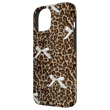 Stylish iPhone 15 Leopard Bow Case with Shock Absorption