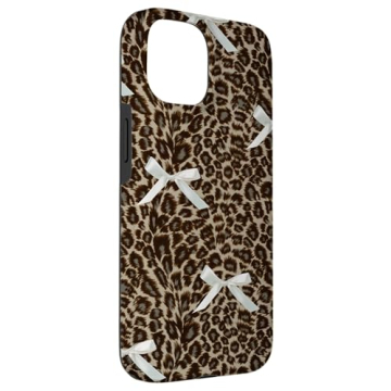 Stylish iPhone 15 Leopard Bow Case with Shock Absorption