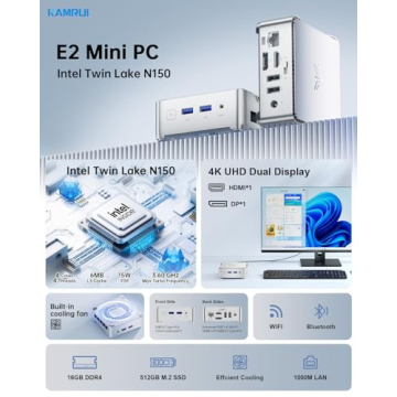 KAMRUI Essenx E2 N150 Mini PC - Perfect for Home, Office, and Gaming