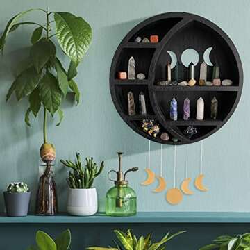 Ella & Emma Wooden Moon Shelf - Unique Crescent Moon Wall Decor & Storage