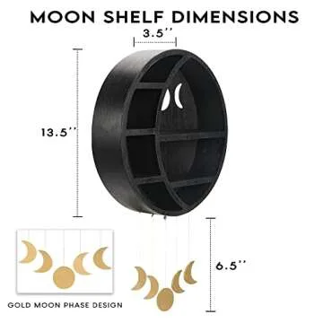 Ella & Emma Wooden Moon Shelf for Crystal Decor