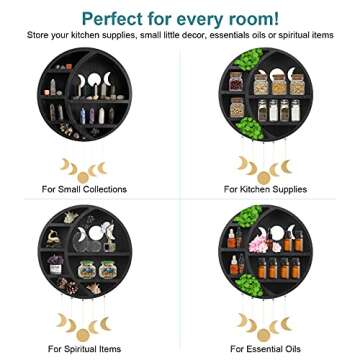 Ella & Emma Wooden Moon Shelf for Crystal Decor