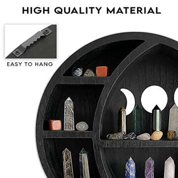 Ella & Emma Wooden Moon Shelf for Crystal Decor