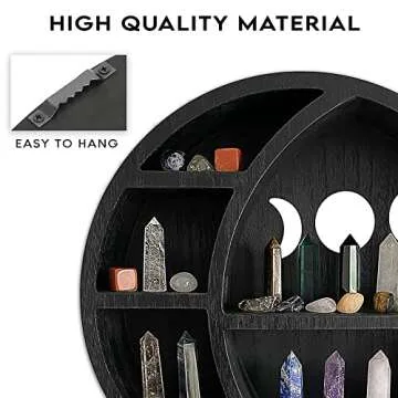 Ella & Emma Wooden Moon Shelf for Crystal Decor