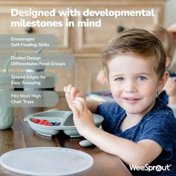 WeeSprout Toddler Silicone Plates - Stress-Free Mealtime