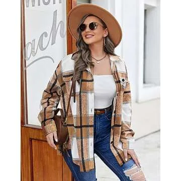 Stylish IN'VOLAND Plus Size Flannel Shacket for Women