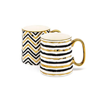 KooK Elegant Coffee Mugs Set - Stunning Black & Gold Cups