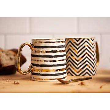KooK Elegant Coffee Mugs Set - Stunning Black & Gold Cups