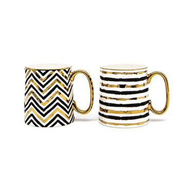 KooK Elegant Coffee Mugs Set - Stunning Black & Gold Cups