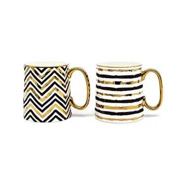 KooK Elegant Coffee Mugs Set - Stunning Black & Gold Cups