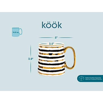 KooK Elegant Coffee Mugs Set - Stunning Black & Gold Cups