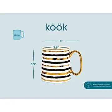KooK Elegant Coffee Mugs Set - Stunning Black & Gold Cups