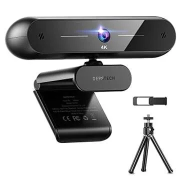 DEPSTECH 4K Webcam, DW40 Webcam with Microphone Autofocus HD Web Camera with Sony Sensor, Privacy Cover & Tripod, Plug and Play USB 8MP Camera Computer Streaming Webcam for Laptop PC/Video Call/Zoom