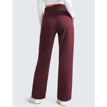 CRZ YOGA Cotton Fleece Lined Sweatpants Women 30" Straight Leg Casual Lounge Sweat Pants for Women D...