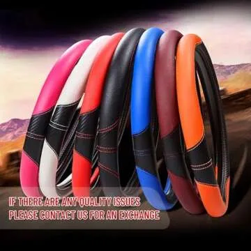 LABBYWAY Microfiber Leather Auto Car Steering Wheel Cover, Universal 15 Inch Anti-Slip Wheel Protector, Claret