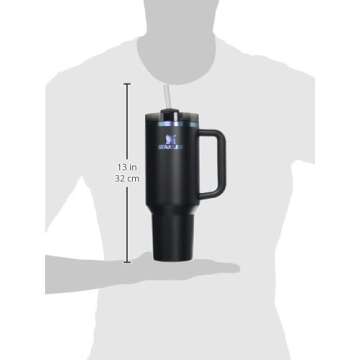 STANLEY Quencher H2.0 Tumbler with Handle and Straw 40 oz | Flowstate 3-Position Lid | Cup Holder Compatible for Travel | Insulated Stainless Steel Cup | BPA-Free | Black Chroma