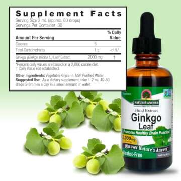 Nature's Answer Ginkgo Leaf Extract 2000mg Alcohol-Free Tincture