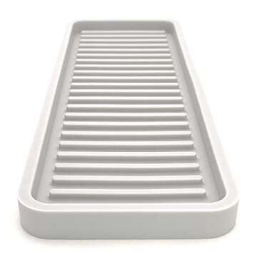 Happitasa Silicone Kitchen Sink Organizer Tray, Sponge Holder and Countertop Protector | Bathroom and Kitchen Soap Dish and Dispenser Tray (Light Grey, 12"x4")