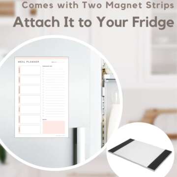 Magnetic Meal Planning Pad for Fridge 52 Undated Tear-off Sheets | 6x9 Inch Meal Planning Notepad | Notebook for Meal Planner and Grocery List with Magnet | Weekly Meal Planner for kitchen with Tear
