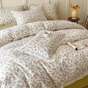 VM VOUGEMARKET Ruffle Duvet Cover Twin - Charming Floral Design