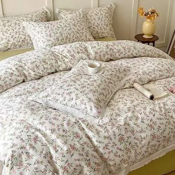 VM VOUGEMARKET Ruffle Duvet Cover Twin - Charming Floral Design