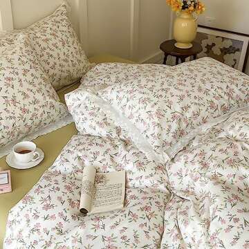 VM VOUGEMARKET Ruffle Duvet Cover Twin - Charming Floral Design