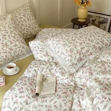 VM VOUGEMARKET Ruffle Duvet Cover Twin - Charming Floral Design