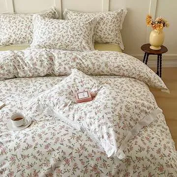VM VOUGEMARKET Ruffle Duvet Cover Twin - Charming Floral Design