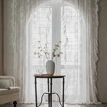 Sutuo Home Lace Curtains - Vintage Floral Sheer Panels