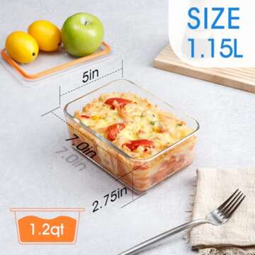 NUTRIUPS Mini-1.2QT Small Glass Baking Dish with Lid - Perfect for Portion Control and Versatile Coo...