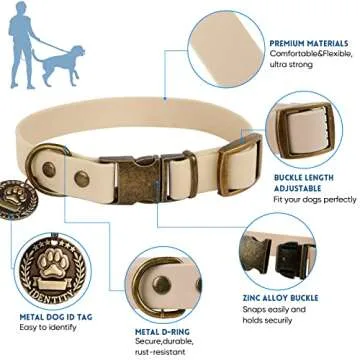 Wisedog Dog Collar and Leash Set Combo: Adjustable Durable Pet Collars with Dog Leashes for Small Medium Large Dogs,includes One Bonus of Poop Bag Holder (XS, Sand Color)