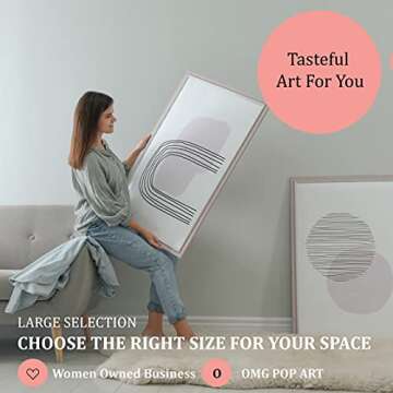 Morning Blossoms, Minimalist Abstract Art, Pink and Cream Contemporary Wall Art For Bedroom and Home Decor, Modern Boho Art Print Flowers Floral Poster Wall Decor, Unframed