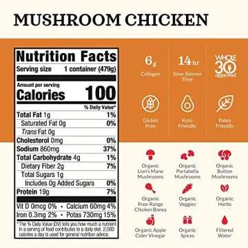 Kettle and Fire Mushroom Chicken, Beef, and Chicken Sipping or Cooking Bone Broth Collagen Variety Pack, Keto, Paleo, and Whole 30 Approved, Gluten Free, High in Protein and Collagen, 3 Pack