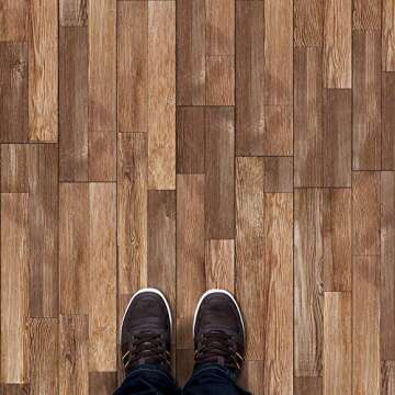 7 Pcs Non-Slip Vinyl Floor Plank Sticker, Peel and Stick Removable Wall Tile Sticker Funiture Skin f...