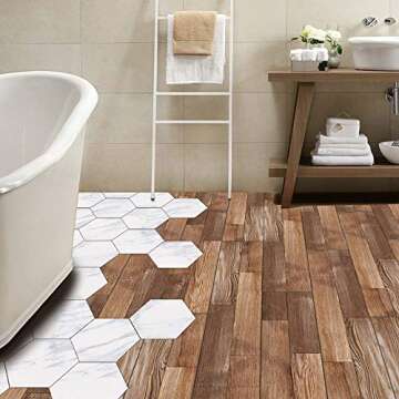 7 Pcs Non-Slip Vinyl Floor Plank Sticker, Peel and Stick Removable Wall Tile Sticker Funiture Skin for Home Decor DIY, 36" X 6.1"