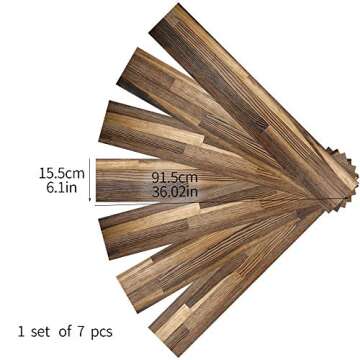 7 Pcs Non-Slip Vinyl Floor Plank Sticker, Peel and Stick Removable Wall Tile Sticker Funiture Skin for Home Decor DIY, 36" X 6.1"