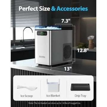 Aeitto Nugget Ice Maker 40Lbs Soft Chewable Ice Machine