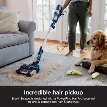 Shark HZ3002 Stratos Ultralight Corded Stick Vacuum with DuoClean PowerFins HairPro, Self-Cleaning Brushroll, & Odor Neutralizer Technology, Navy