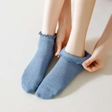 Mcool Mary Womens Ankle Ruffle Socks Casual Cotton Frilly Breathable Cute Knit Lettuce Trim No Show Socks 6 Pack