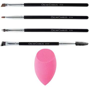 Oscar Charles Professional Makeup Brush Set with Case and Blender