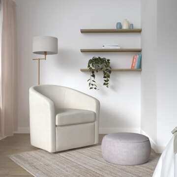 Martha Stewart Amber Swivel Chair for Living Room Barrel Style Bedroom Lounge Removable Foam Seat Cu...
