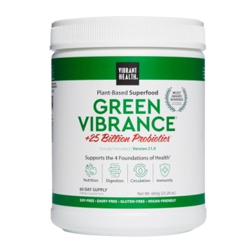 Vibrant Health, Green Vibrance, Includes 65 Plant-Based Superfoods, 25 Billion Probiotics, Fiber, Ad...
