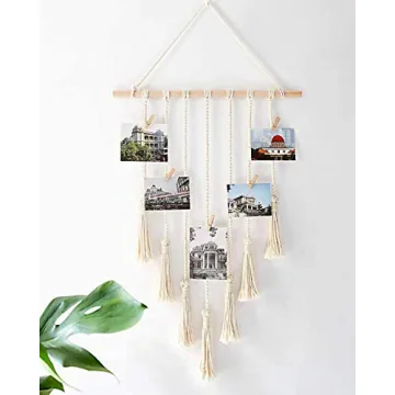 Mkono Boho Macrame Hanging Photo Display for Pictures