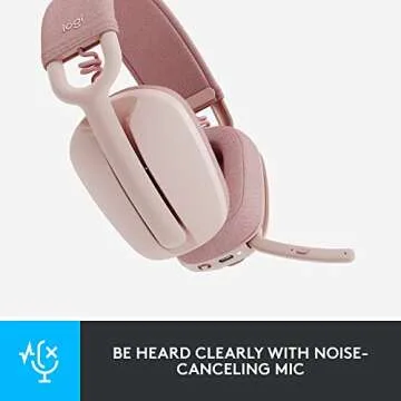 Logitech Zone Vibe 100 Lightweight Wireless Over Ear Headphones with Noise Canceling Microphone, Advanced Multipoint Bluetooth Headset, Works with Teams, Google Meet, Zoom, Mac/PC - Rose (Renewed)